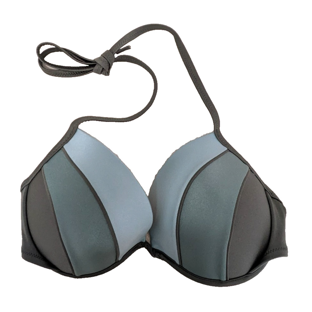 Women's Tie Back Underwire Bikini Top Shades of Green 34D